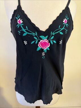 Vintage Silk embroidered Camisole Fredrick’s of Hollywood Victoria Secret Size M
